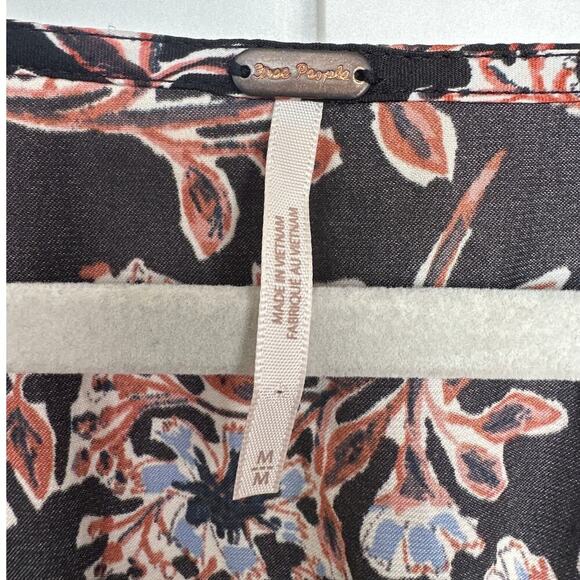 Free People Printed Santiago Cropped Smocked Blouse, Size M, Like New - Picture 2 of 8